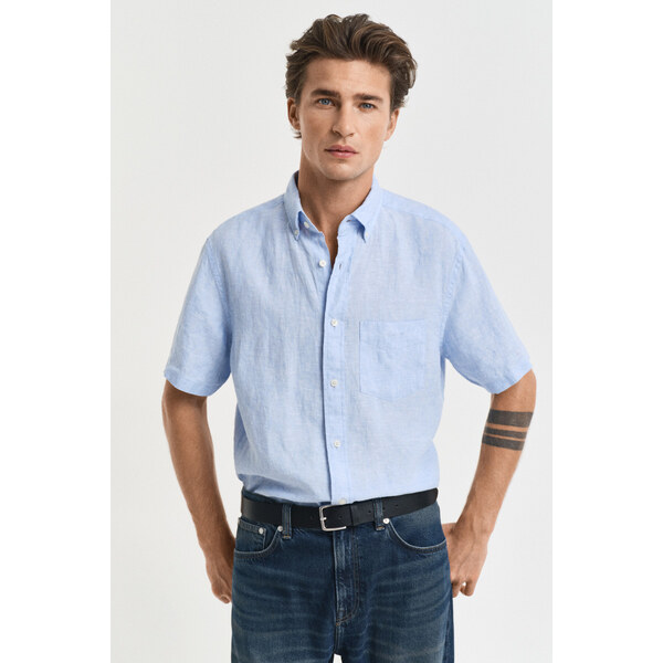 KOŠEĽA GANT REG LINEN SS SHIRT CAPRI BLUE 62226306