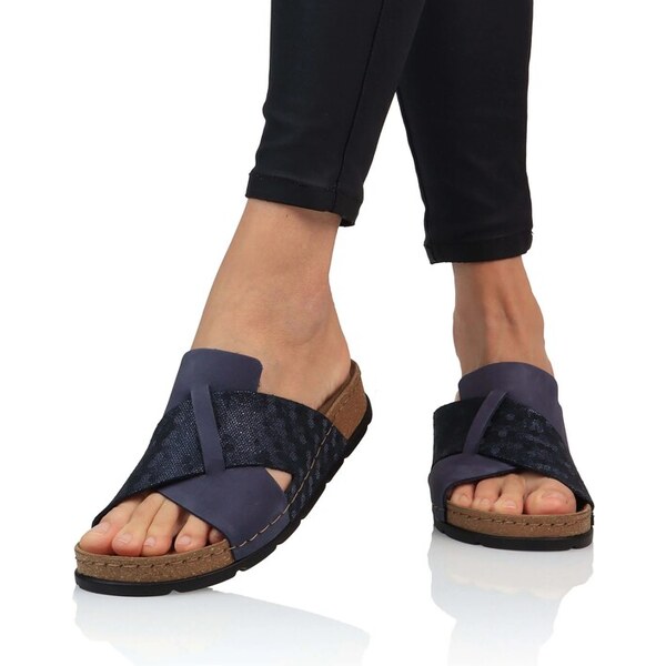 BATZ Dámske kožené modré šľapky MARINA 62229346