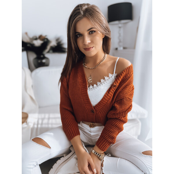 BASIC Tehlový sveter MINSTRAL na gombíky MY1612 36735235