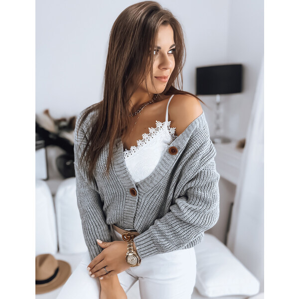 BASIC Svetlosivý sveter MINSTRAL na gombíky MY1611 36735234