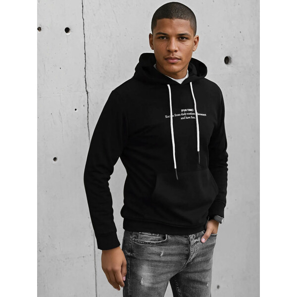 BASIC Čierna pánska mikina s nápisom BX5458 37113372