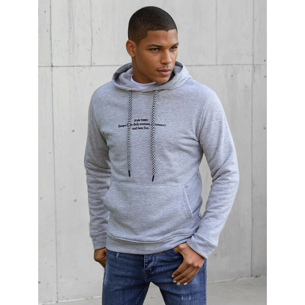 BASIC Svetlosivá pánska mikina s nápisom BX5459 37113373