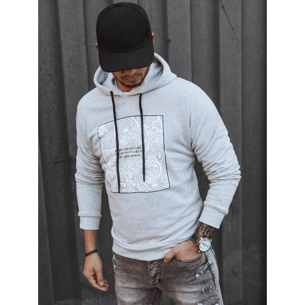 BASIC Sivá pánska mikina s potlačou BX5468 37113379