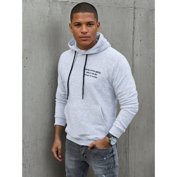 BASIC Svetlosivá mikina s potlačou na hrudi BX5462 37113376