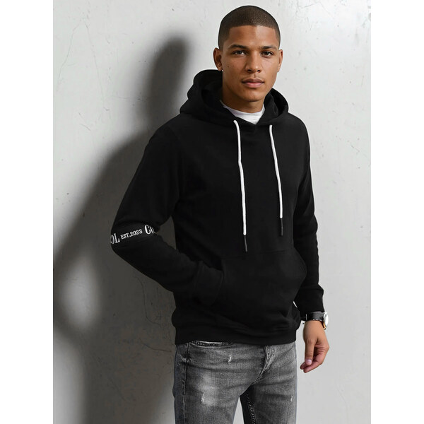 BASIC Čierna mikina s pruhom na rukáve BX5437 37515294