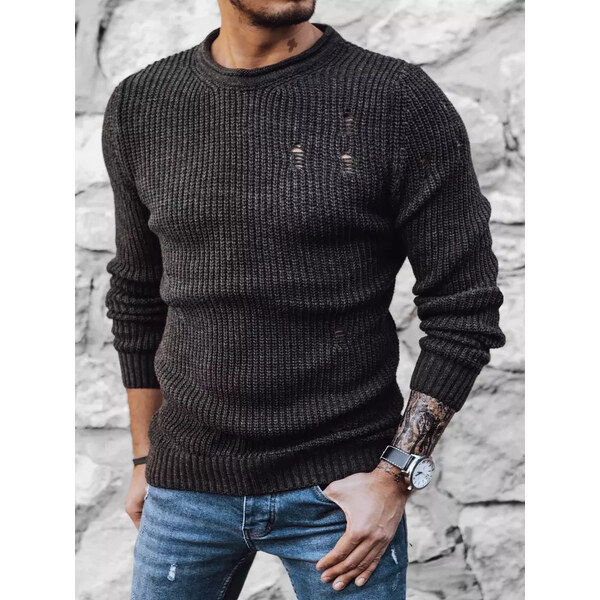 BASIC Tmavosivý pánsky klasický sveter WX1990 36735222