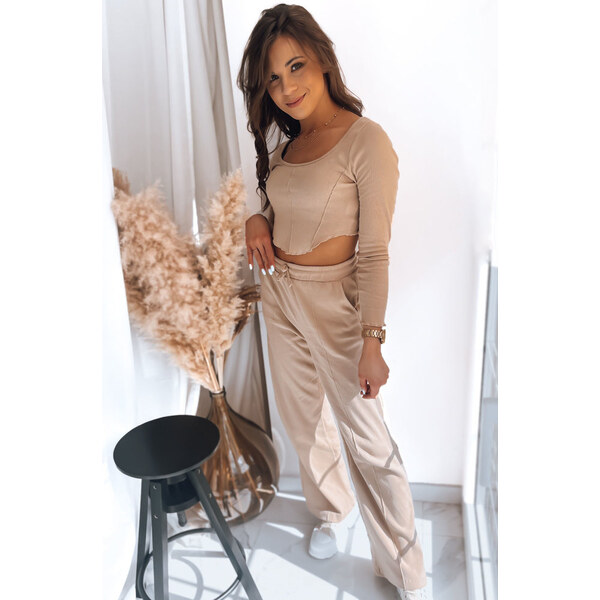 BASIC Svetlobéžový komplet nohavíc a krátkeho topu EMILIO AY0857 44453720