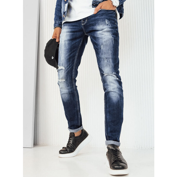 BASIC Tmavomodré vyšúchané džínsy UX4225 50105048