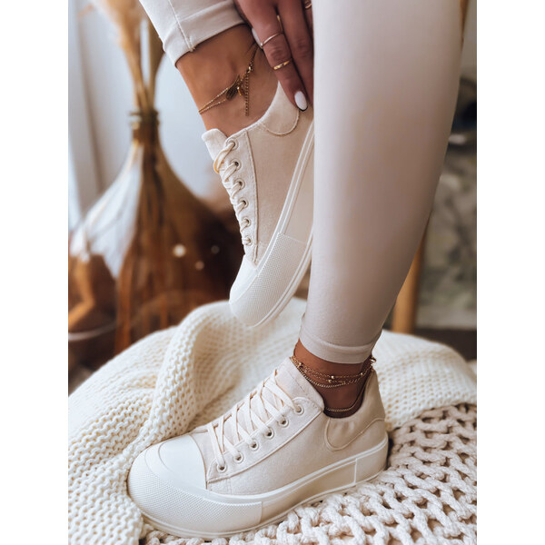 BASIC Smotanové plátené tenisky ALL YOU WANT ZY0272 52670882