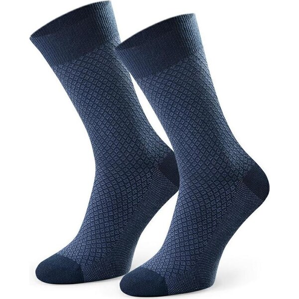 BASIC Tmavomodré pánske vysoké ponožky Art.011 ED001, NAVY BLUE 62231540