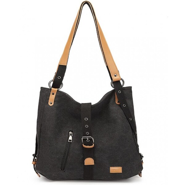 KONO Kabelka nositeľná ako batoh, veľká, látková, čierna 62244779