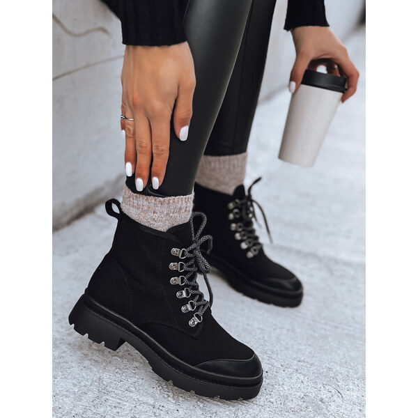 BASIC Čierne workery na šnurovanie MOSS ZY0445 47889032