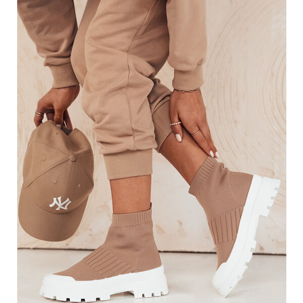 BASIC Hnedé textilné členkové tenisky ORCE ZY0471 49386083