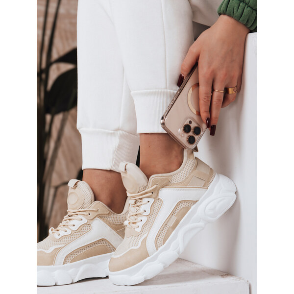 BASIC Béžové sneakersy so sieťkou TIRA ZY0107 31766394