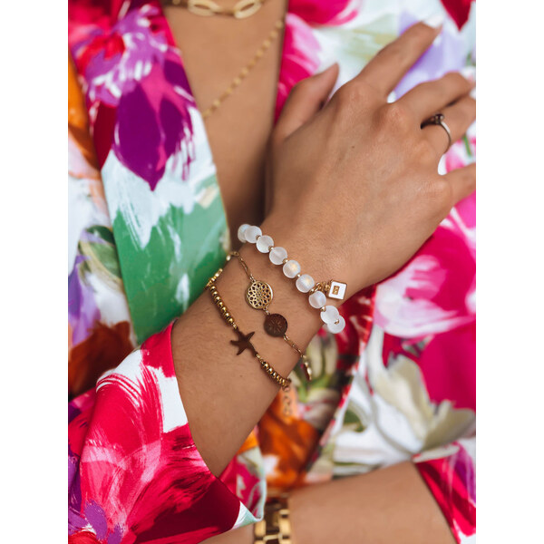 BASIC Zlatý náramok z guličiek s hviezdami ETOLIE LY0098 43936010