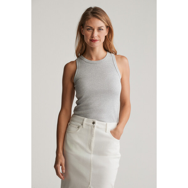 TOP GANT HIGH NECK RIB TANK TOP LIGHT GREY MELANGE 62252913