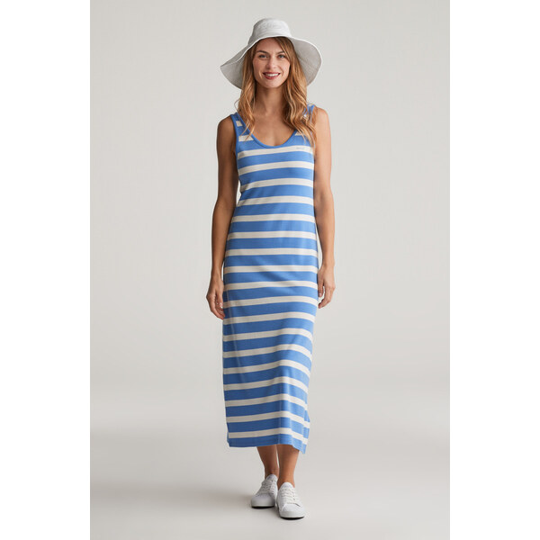 ŠATY GANT STRIPED TANK TOP JERSEY MIDI DRESS PERFECT BLUE 62252908