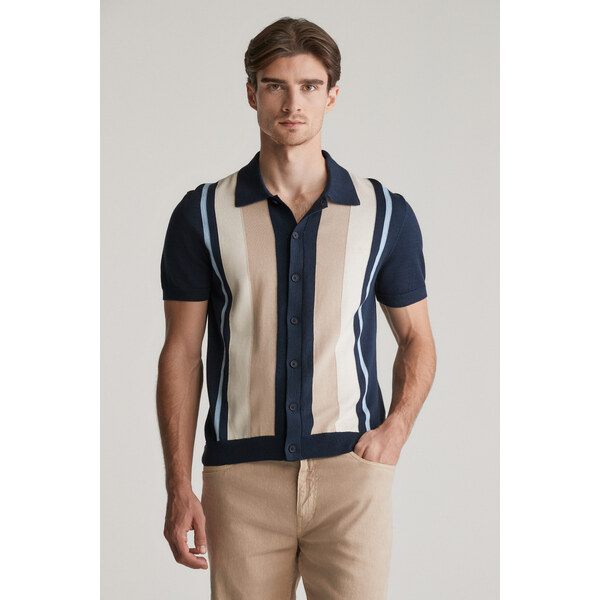 SVETER GANT COLOR BLOCKED COTTON SS POLO EVENING BLUE 62252950