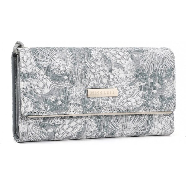 Miss Lulu Peňaženka - vzorovaná s putkom a oraganizérom na karty, šedá 62256120