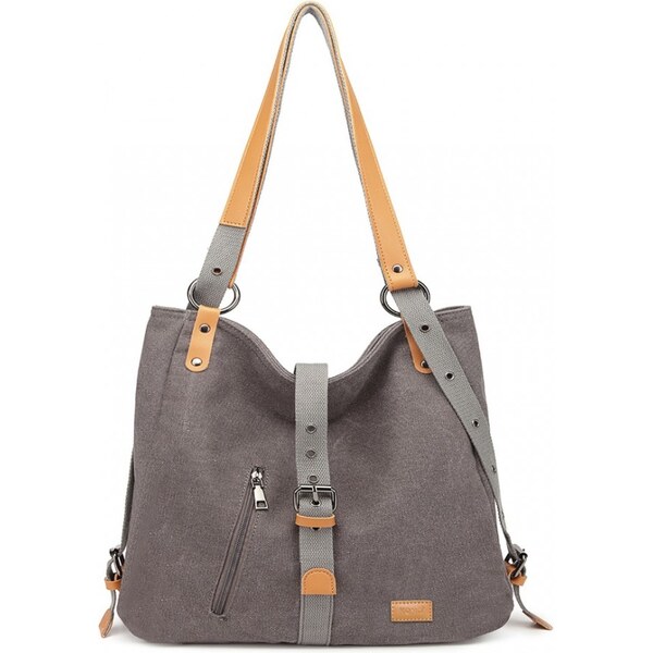 KONO Kabelka nositeľná ako batoh, veľká, látková, šedá 62256115