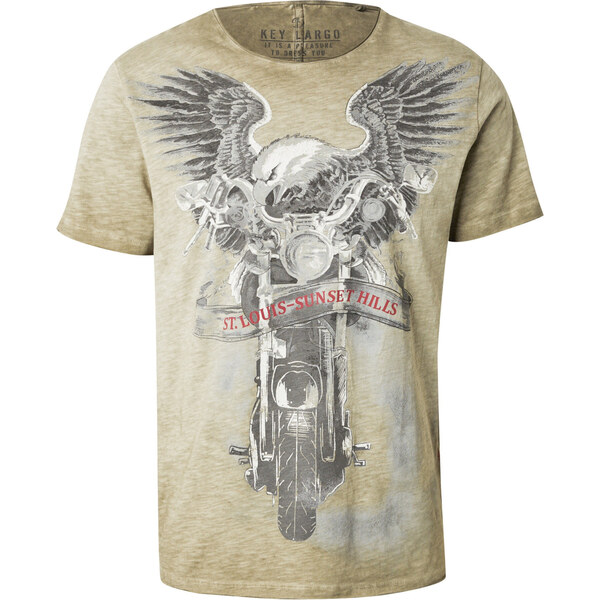 Key Largo Tričko SUNSET HILLS antracitová / kaki / červená / biela 54932213