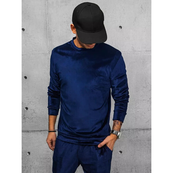 Tmavomodrá velúrová basic mikina BX5531 37146244