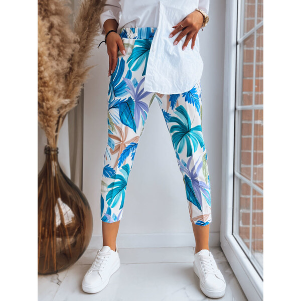 BASIC Modro-zelené kvetinové 3/4 nohavice FLOWER GARDEN UY1473 42675135