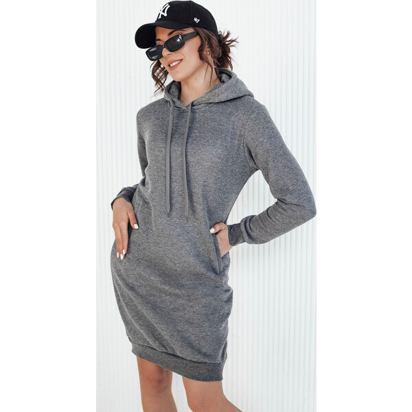 BASIC Tmavosivé mikinové šaty s kapucňou EY1429z 28343492