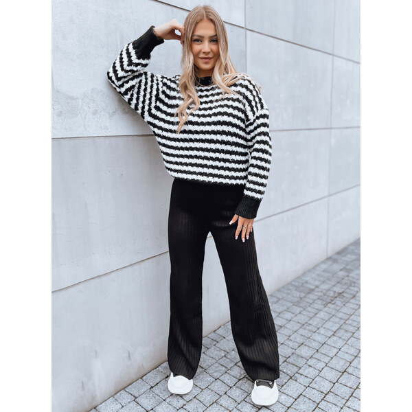 BASIC Čierne široké rebrované nohavice MOSSYMOOD UY1689 45941480