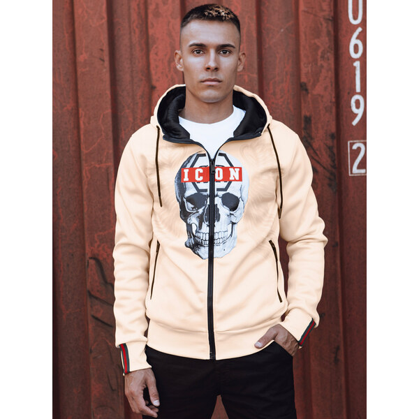 BASIC Pánska marhuľová mikina s potlačou a kapucňou BX5839 57869282