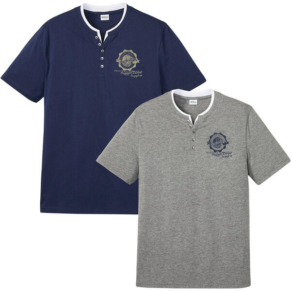 bonprix Tričko s gombičkami a krátkym rukávom (2 ks), bio bavlna, 44962353