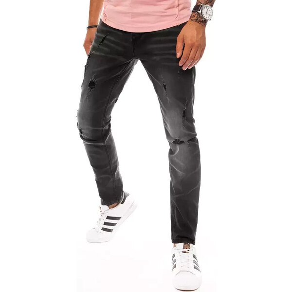 BASIC Čierne dierované džínsy s jemným tieňovaním UX3823 35089439