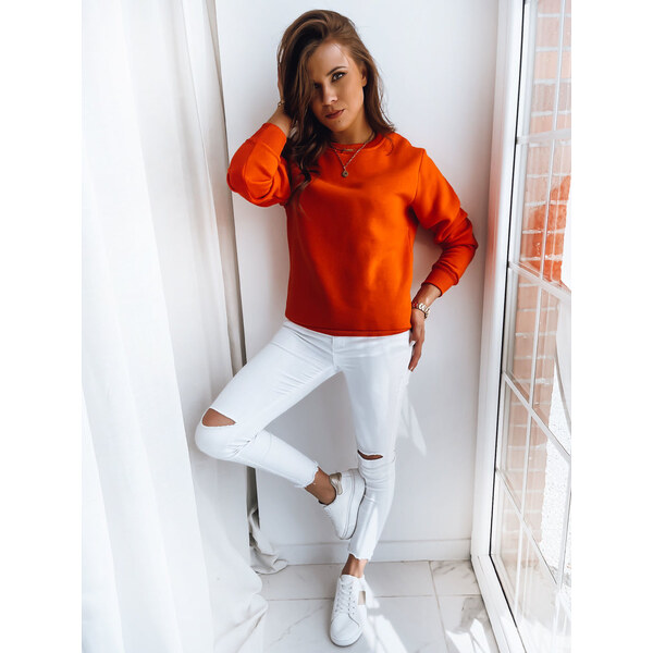 BASIC Oranžová mikina bez kapucne FASHION II BY0317z 37799304