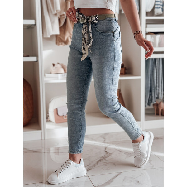 BASIC Dámske svetlomodré skinny džínsy s vysokým pásom a jemným 62285716