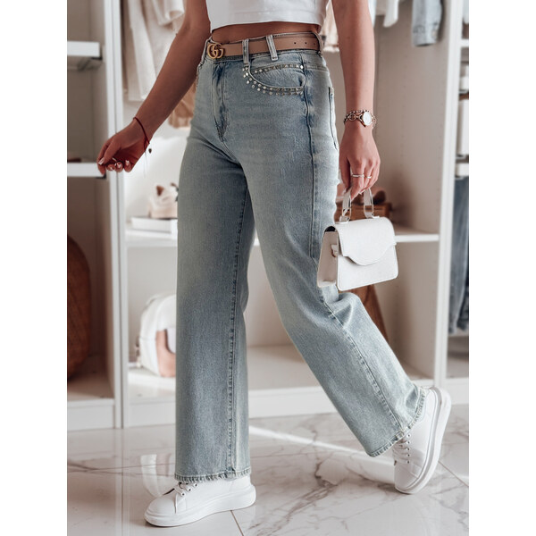 BASIC Modré dámske džínsy so širokými nohavicami MODNEVIS UY2498 62285731