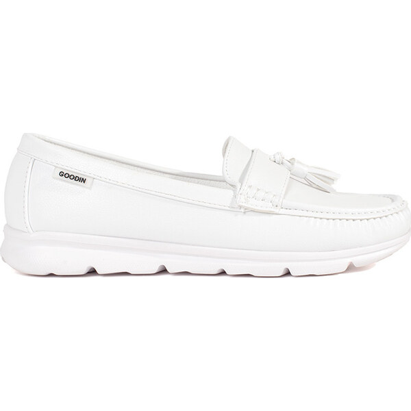 Goodin Biele mokasíny so strapcami na nízkom kline GD-FL685W 62285745