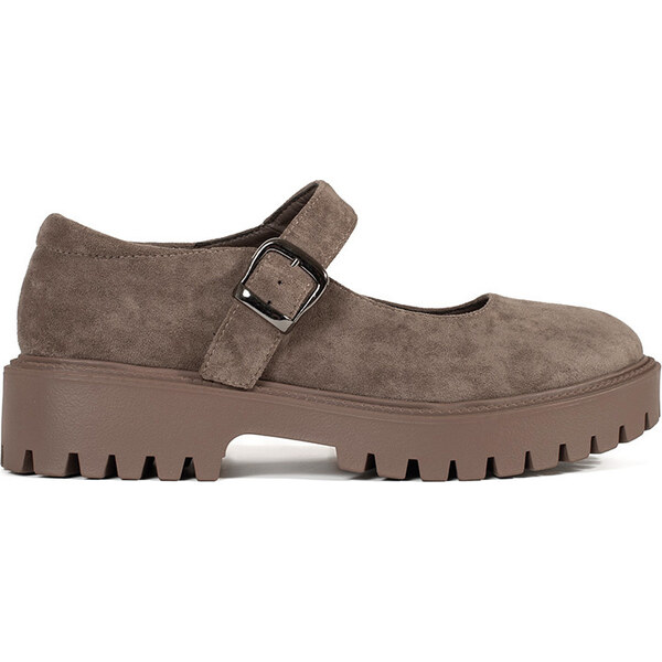 Goodin Hnedé semišové poltopánky na platforme, podpätok 4 cm GD 62285753