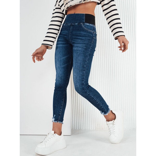 BASIC Tmavomodré džínsové nohavice s gumou v páse LERATE UY1921 49417350