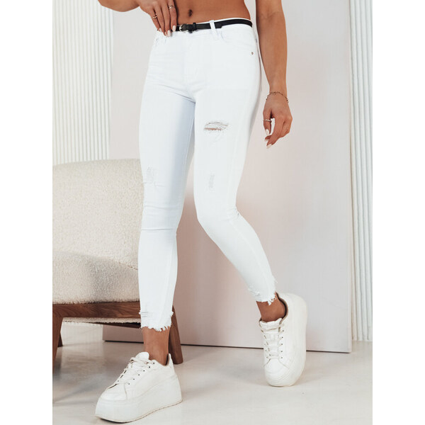 BASIC Biele džínsové nohavice s odreninami FALIA UY1939 49417351