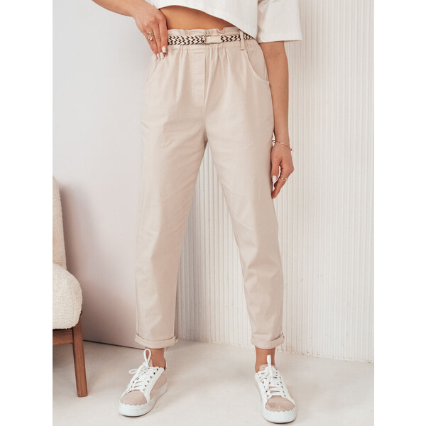BASIC Svetlobéžové rovné nohavice s pásikom ERLON UY2027 50271872