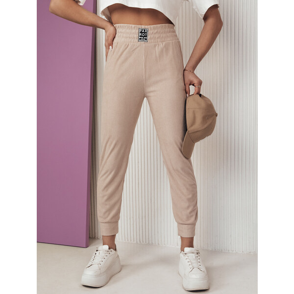 BASIC Béžové menčestrové vypasované tepláky LORIST UY2055 50271866