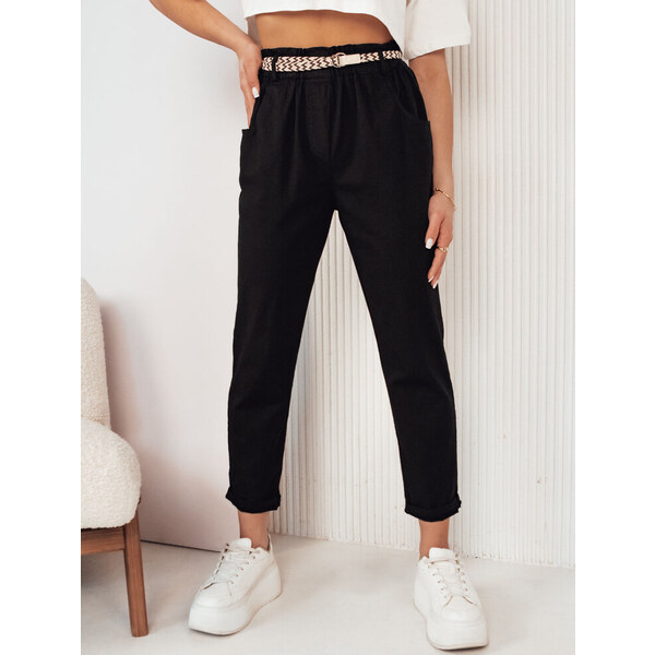 BASIC Čierne rovné nohavice s pásikom ERLON UY2026 50271870