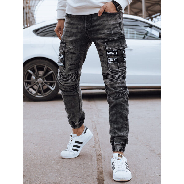 BASIC Tmavosivé džínsové cargo nohavice UX4239 52671209