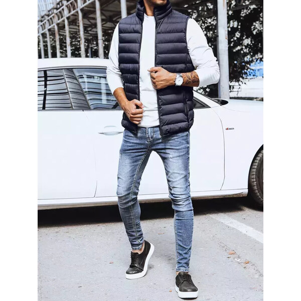 BASIC Tmavomodrá pánska prešívaná vesta TX4130 57642272