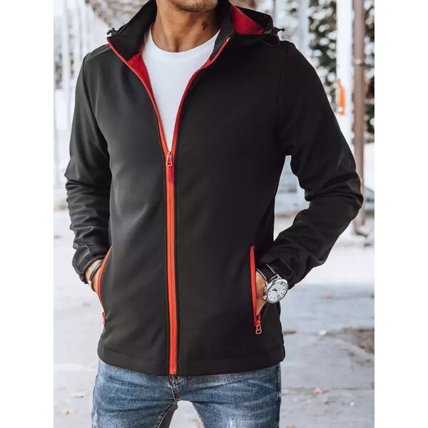 BASIC Čierna sotshellová bunda s červeným zipsom TX4173 34902066