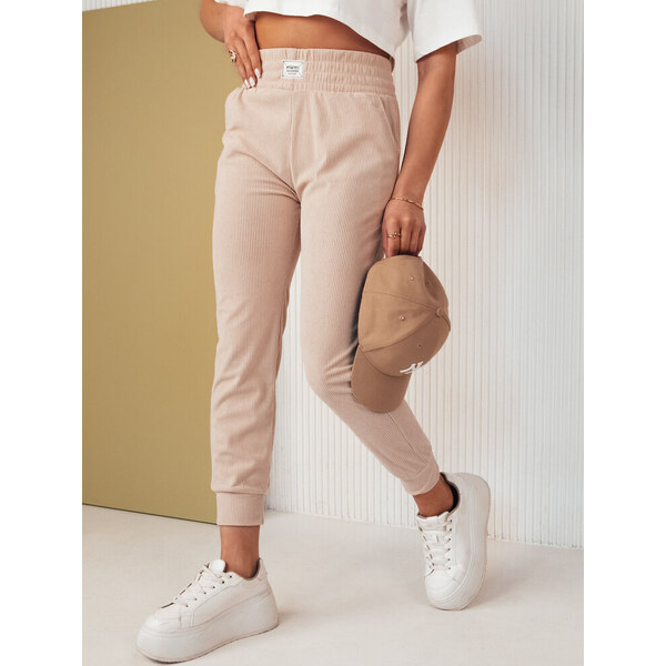 BASIC Svetlobéžové menčestrové vypasované tepláky MORSI UY2039 50271865