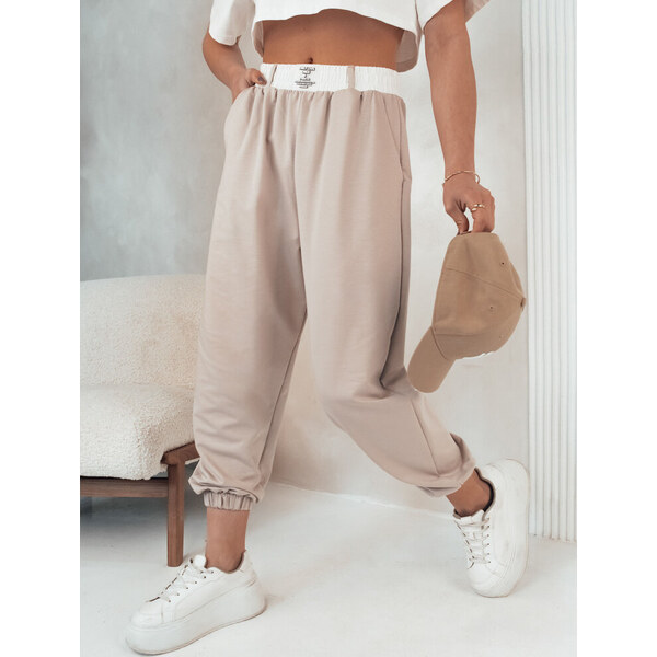 BASIC Béžové tepláky s vysokým pásom MINAM UY2013 52672383