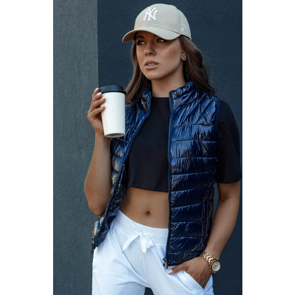 BASIC Tmavomodrá krátka prešívaná vesta WIANO TY4523 57187423