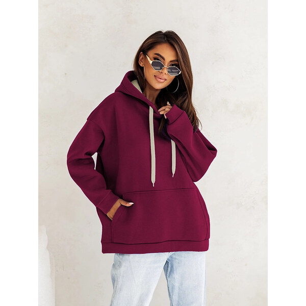 Moon Dámska hrubšia klokanka vo vínovej farbe (82131) 66939035