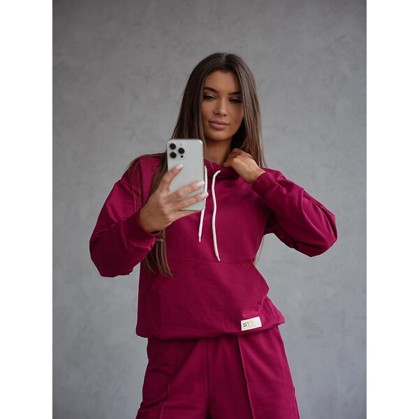 Moon Mikinový set vo vínovej farbe - mikina so stojačikom a nohavice 66956947